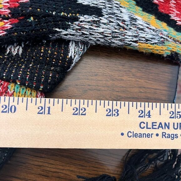 Woven Heart open cardigan fringe shawl knot sweater. Women’s size L. Southwest. - Picture 7 of 7